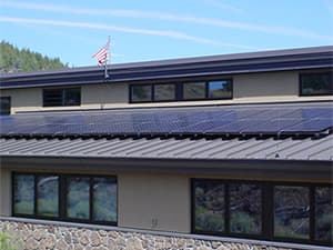Commercial Solar Installation Solar panels installed on school or government building for energy efficiency