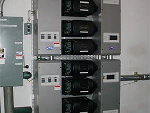 Commercial Solar Electrical System Commercial electrical panel and circuit breakers supporting solar energy system