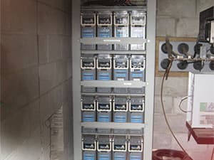 Battery Storage Units Multiple solar battery storage units installed for backup power and energy storage