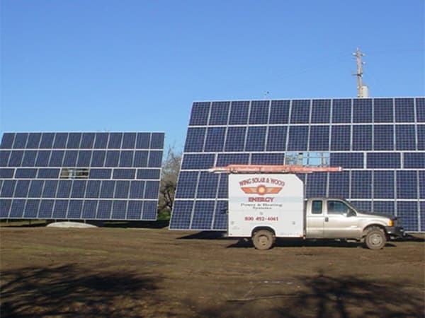 Ground Mounted Solar System Ground mounted solar panel system installed on residential or commercial property