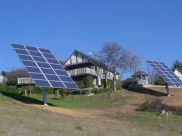 Solar Battery Storage System Solar power system with large battery storage towers at rural home